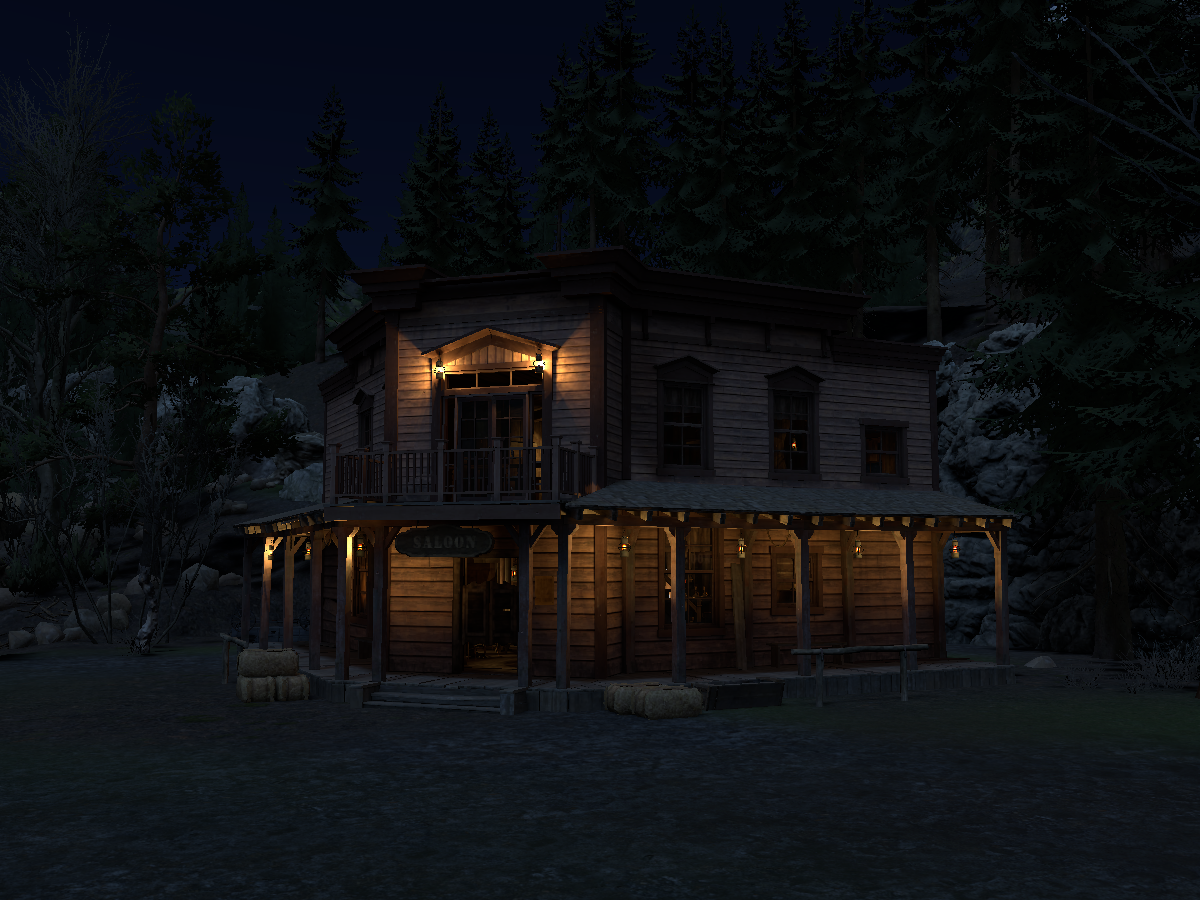 Western Saloon at Night