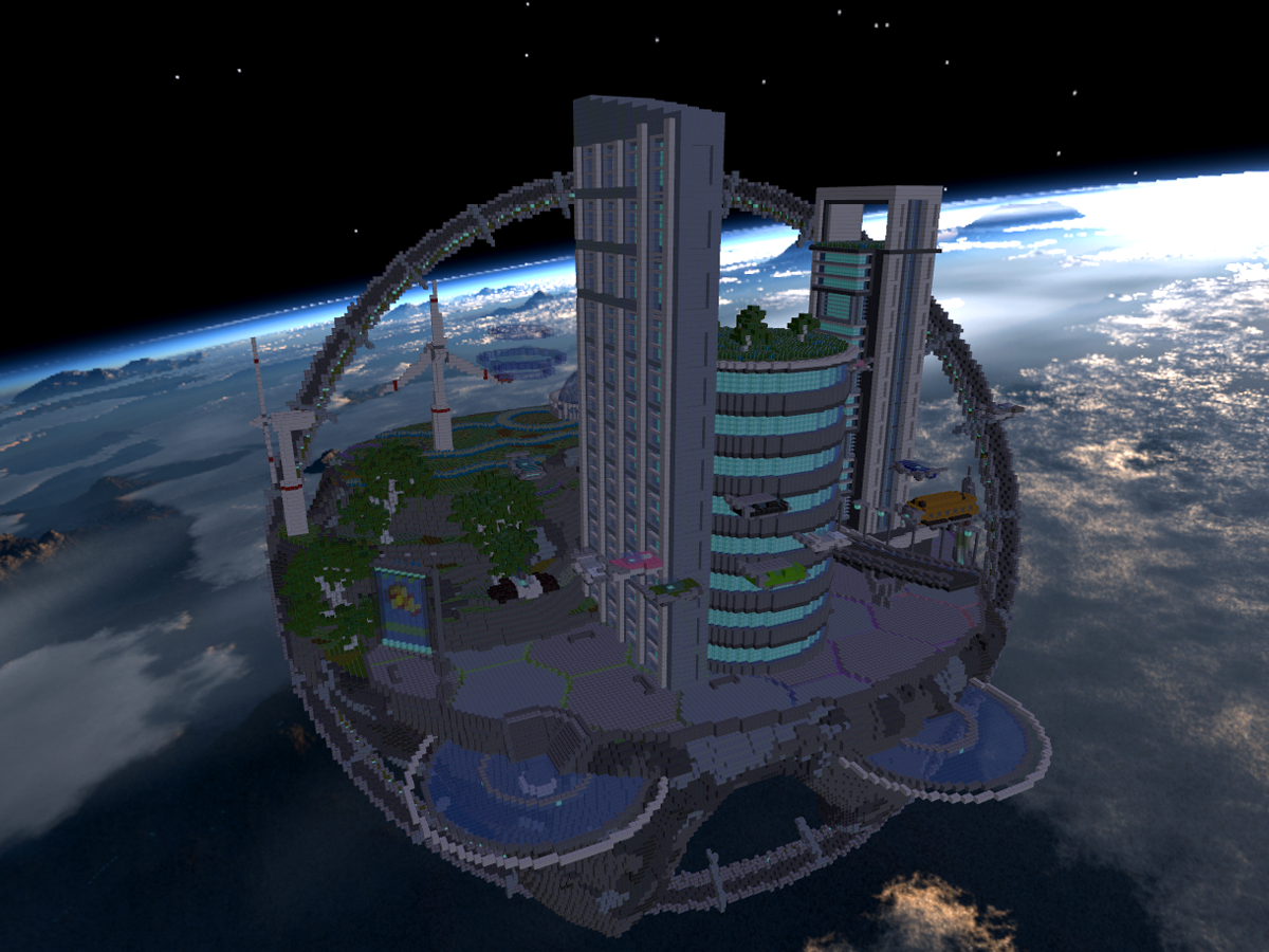 Futuristic City In Space ˸ Minecraft