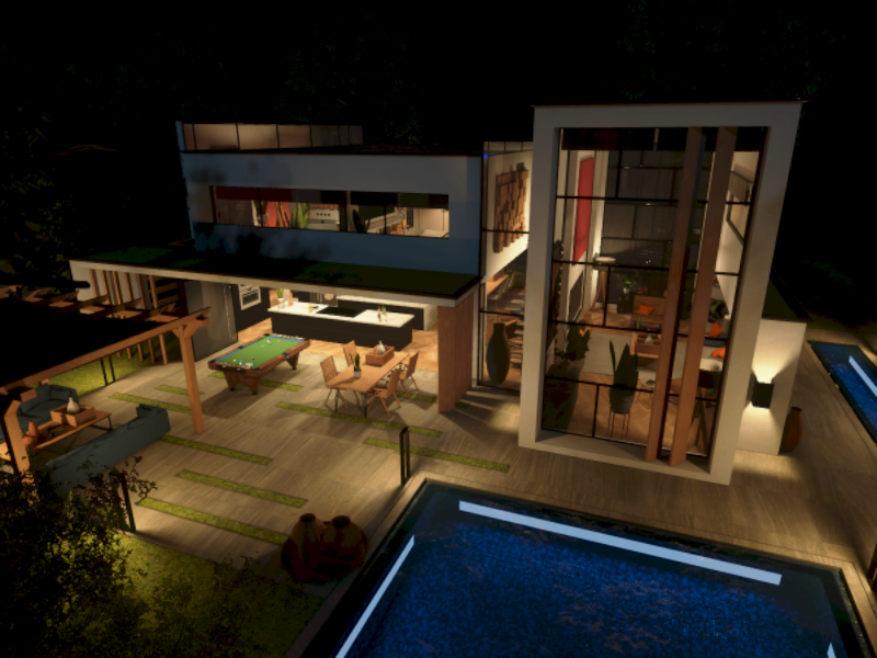 Modern Villa at Night
