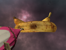 Slightly browned bananas suspended in space as you are reaching peanut butter jelly time as you enter orbit