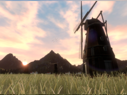 夕暮れの風車-a windmill at sunset