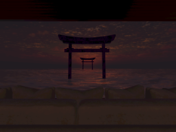 鳥居の見える部屋-sunset ocean with Torii-