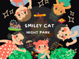 Nighttime Kids' Park with Smiley Cat
